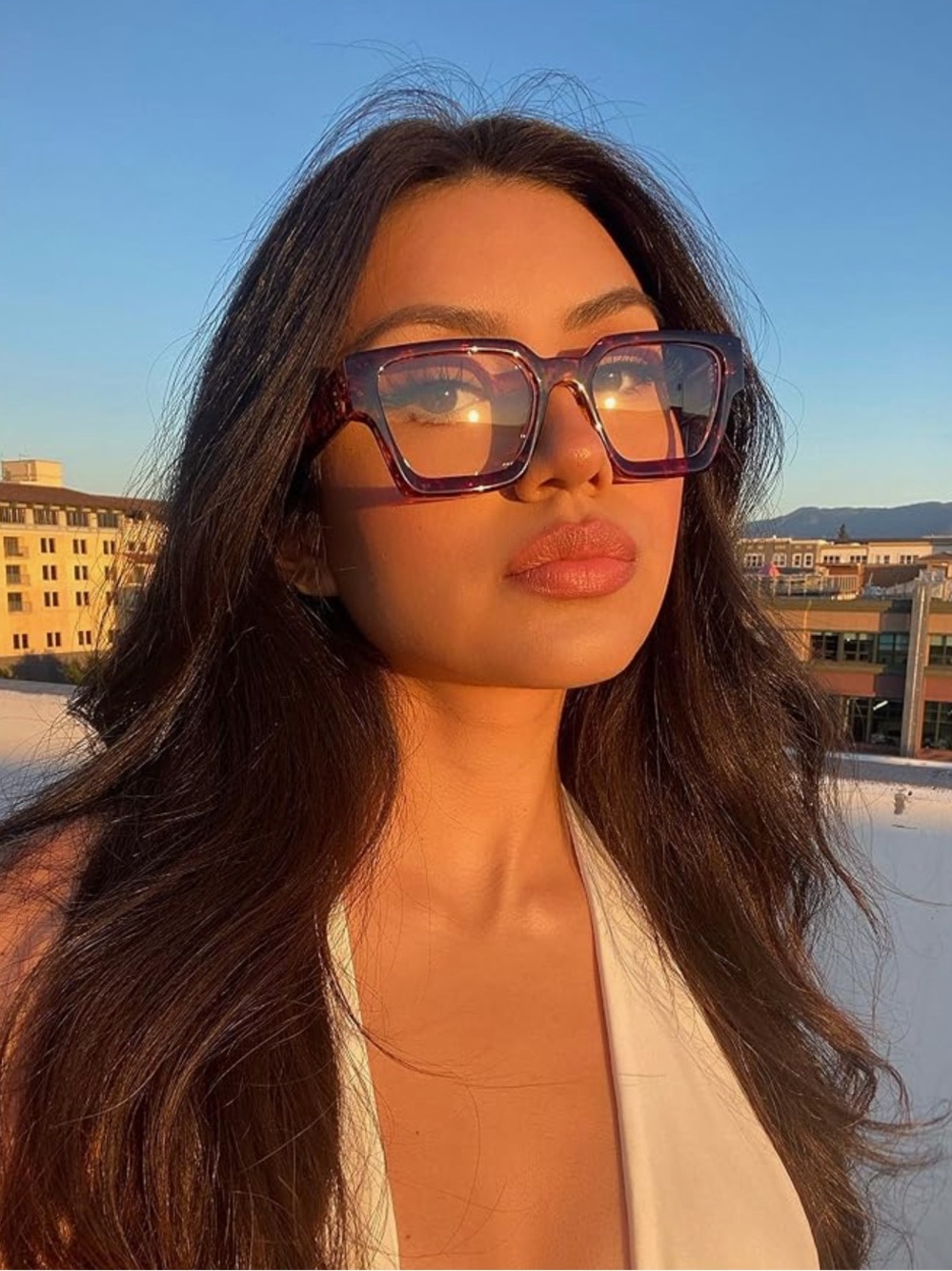 Square tortoise shell blue light glasses